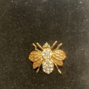 Vintage Gold Rhinestone Bee Brooch